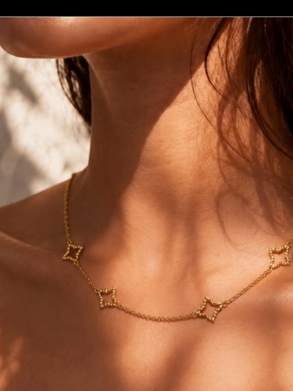 Plunder 16” Gold Tone Star Station Necklace Delicate Layering